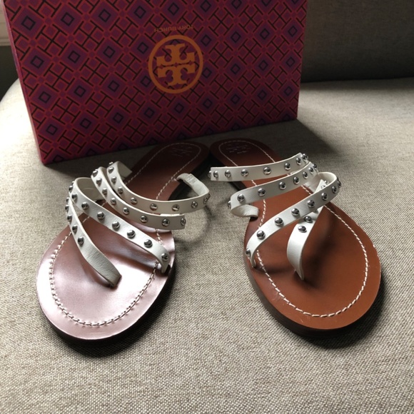 Tory Burch Patos Studded Leather Sandals - Picture 3 of 4
